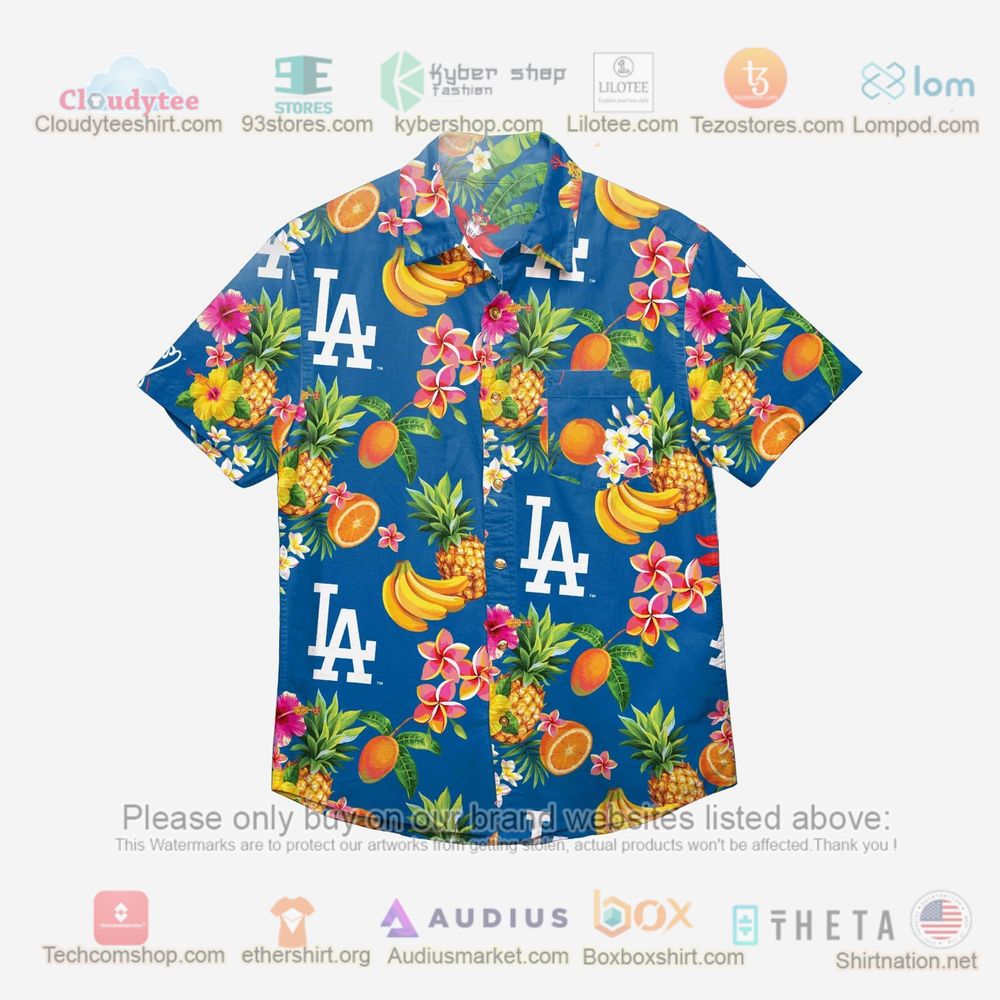 Los Angeles Dodgers Floral Button Up Hawaiian Shirt