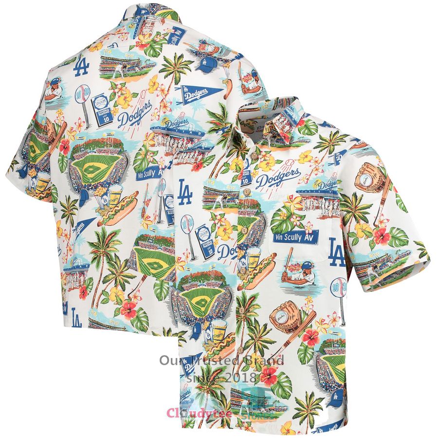 Los Angeles Dodgers Reyn Spooner Scenic White Hawaiian Shirt