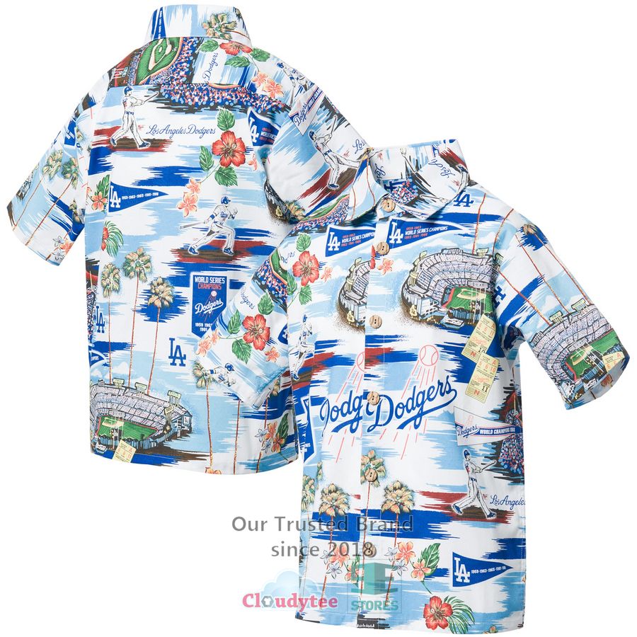 Los Angeles Dodgers Reyn Spooner Scenic White Hawaiian Shirt