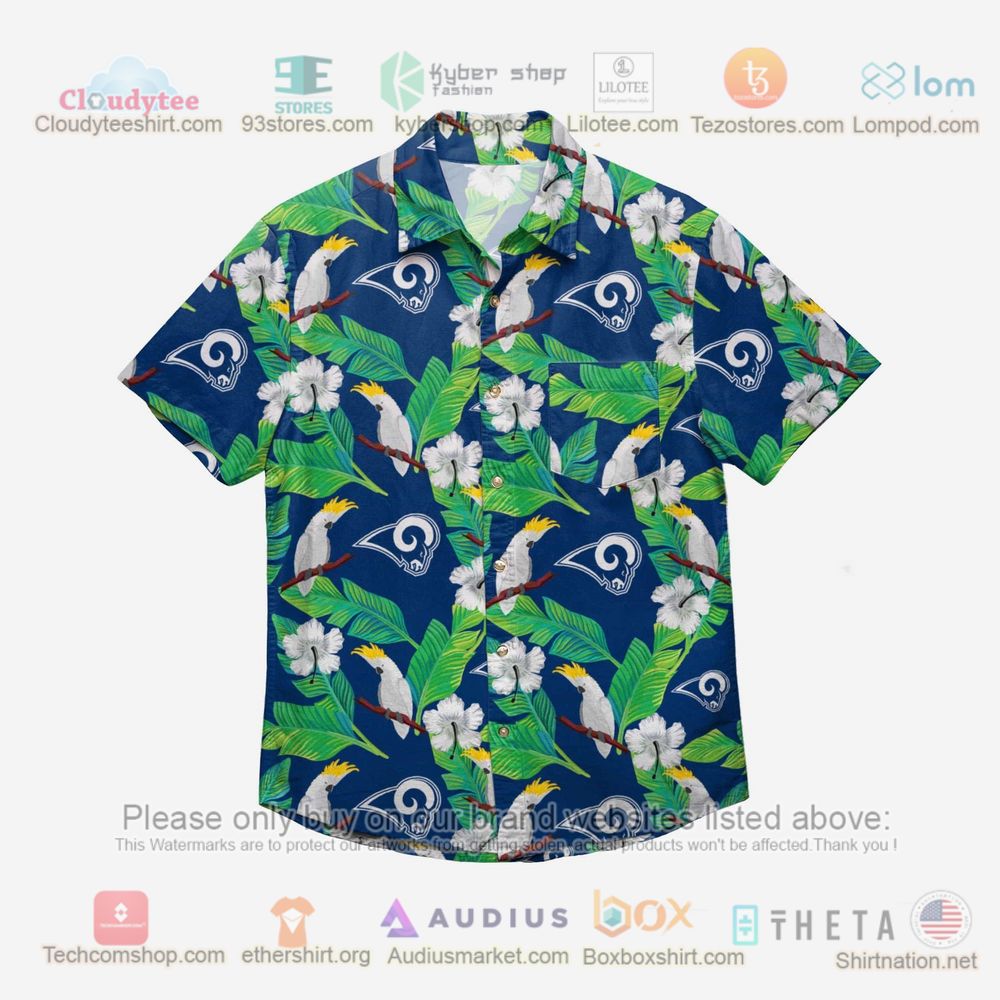 Los Angeles Rams FOCO Paradise Floral Button-Up Hawaiian Shirt