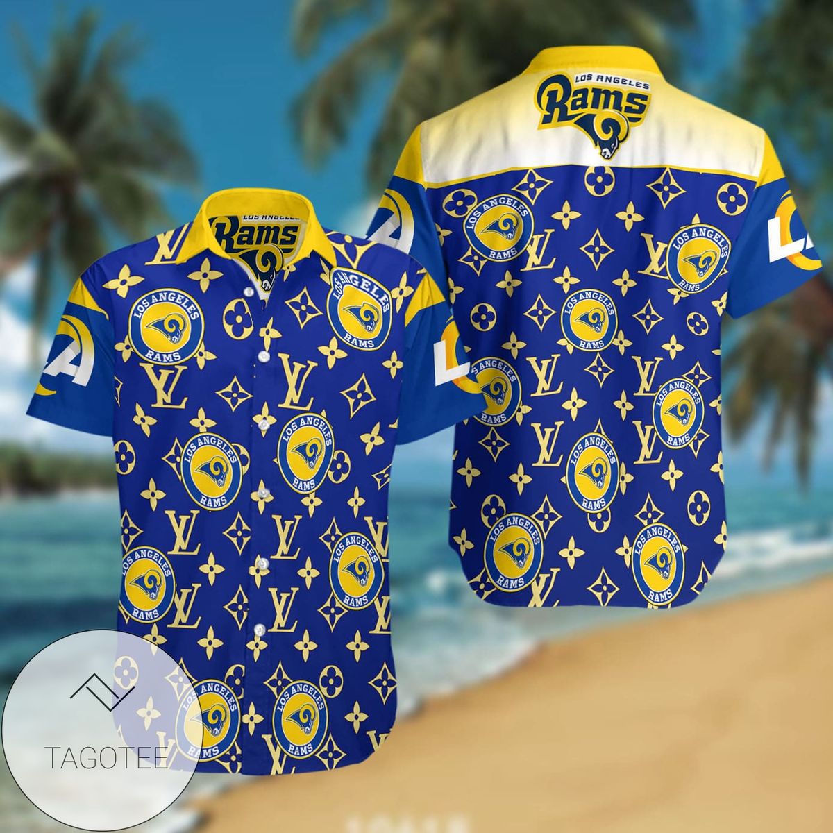 Los Angeles Rams Nfl Mens Hawaiian Button Up Shirt