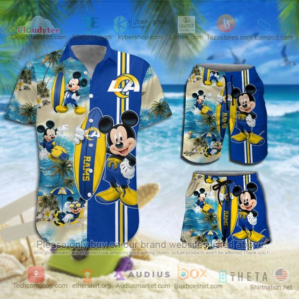 Los Angeles Rams Hibiscus Hawaiian Shorts