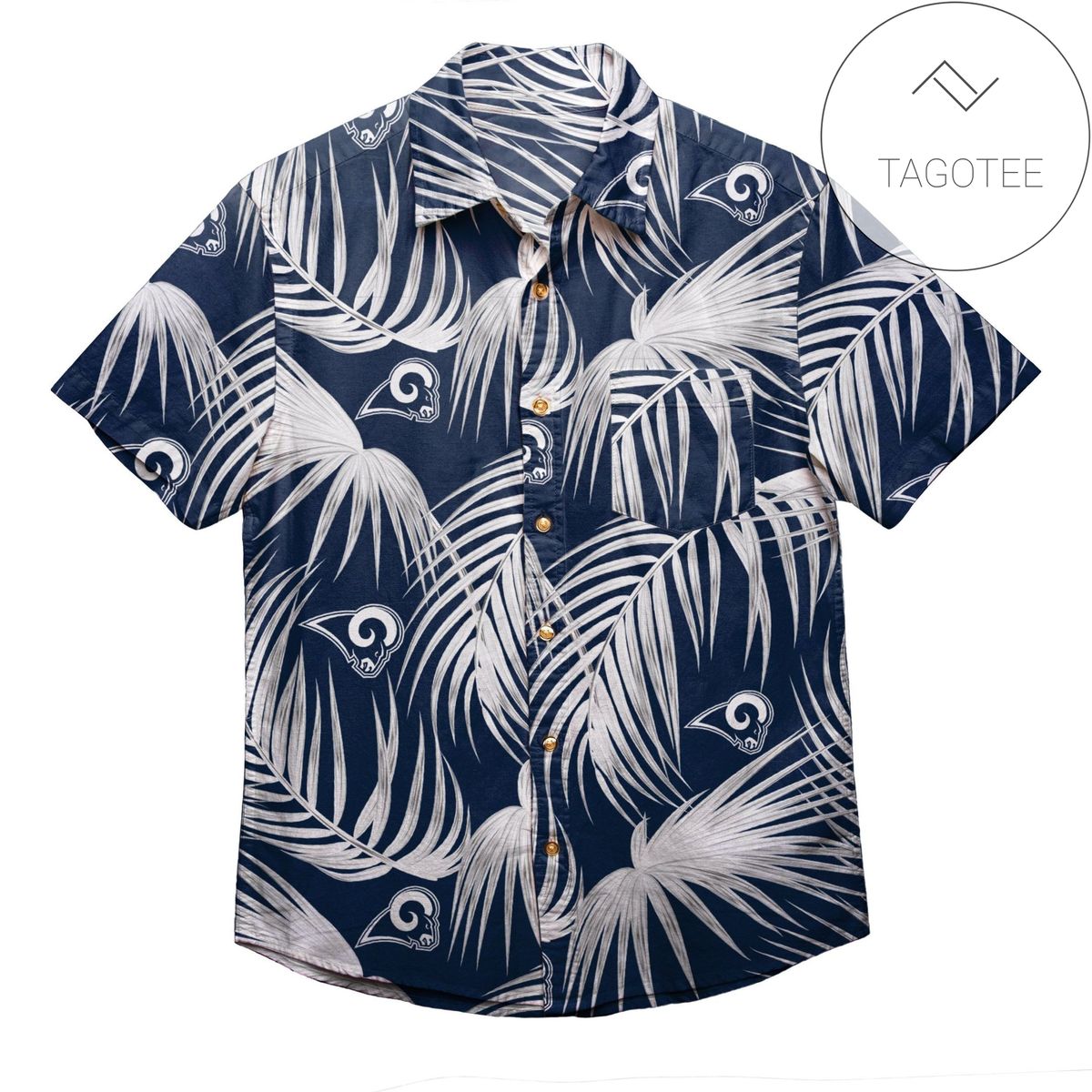 Los Angeles Rams LV All Over Print Summer Short Sleeve Hawaiian Beach Shirt – Blue