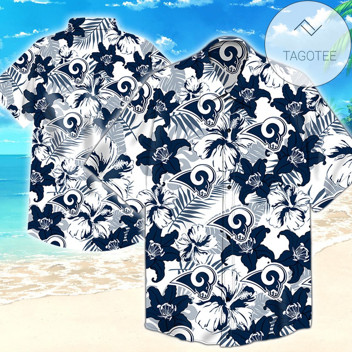 Los Angeles Rams Nfl Mens Hawaiian Button Up Shirt