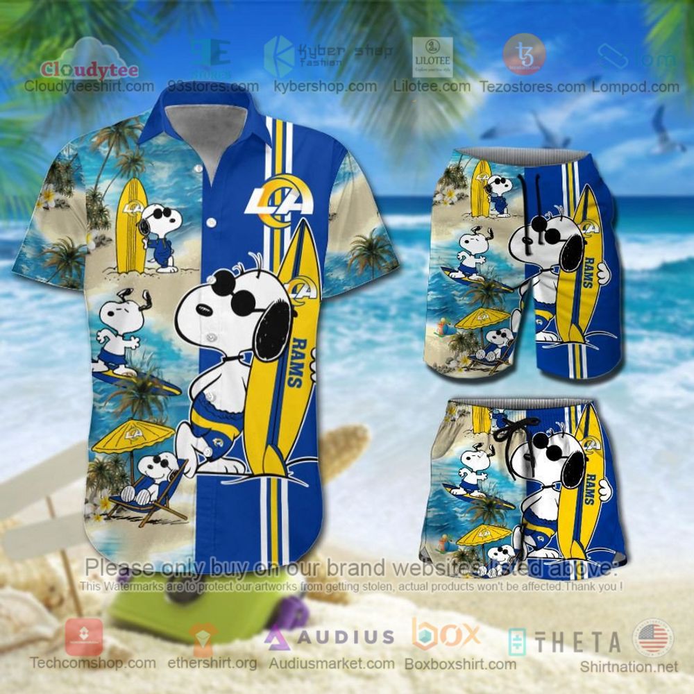 Los Angeles Rams Tommy Bahama Sport Harbor Island Hibiscus Camp Royal Hawaiian Shirt