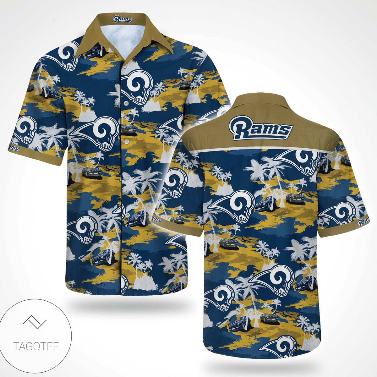 Los Angeles Rams Tommy Bahama Authentic Hawaiian Shirt 2022 3d