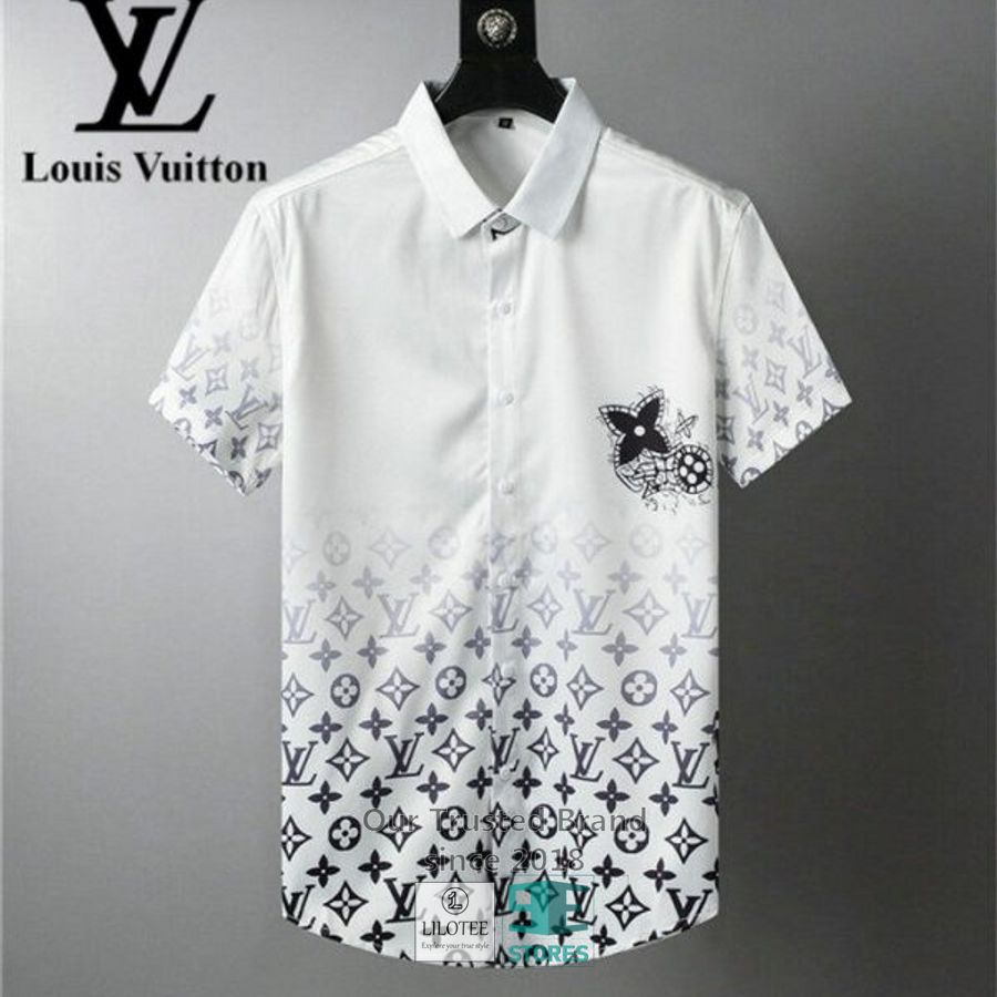 Louis Vuitton White Pattern Black Hawaiian Shirt