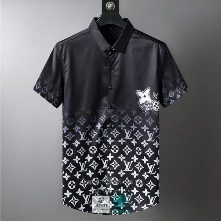 Louis Vuitton Pattern Black White Hawaiian Shirt