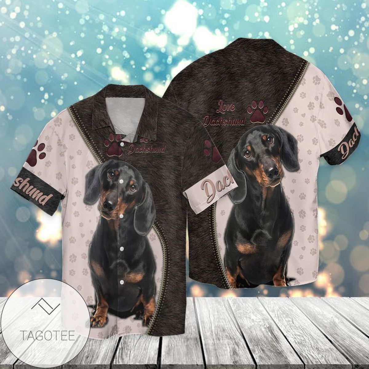 Love Dachshund For Men And Women Graphic Print Short Sleeve Hawaiian Casual Shirt