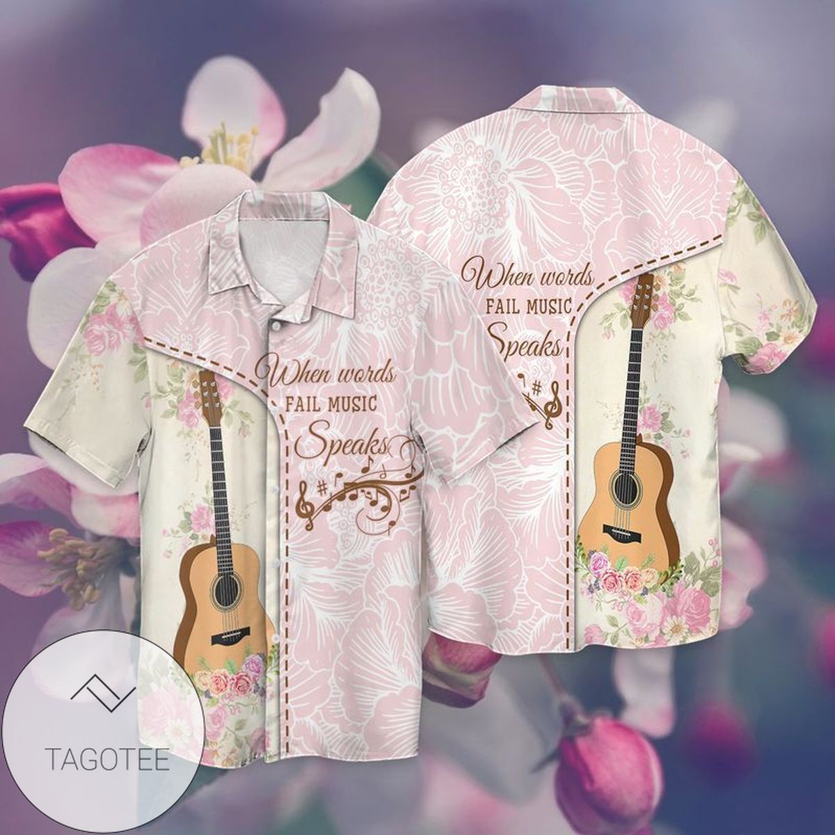 Love Guitar For Men And Women Graphic Print Short Sleeve Hawaiian Casual Shirt