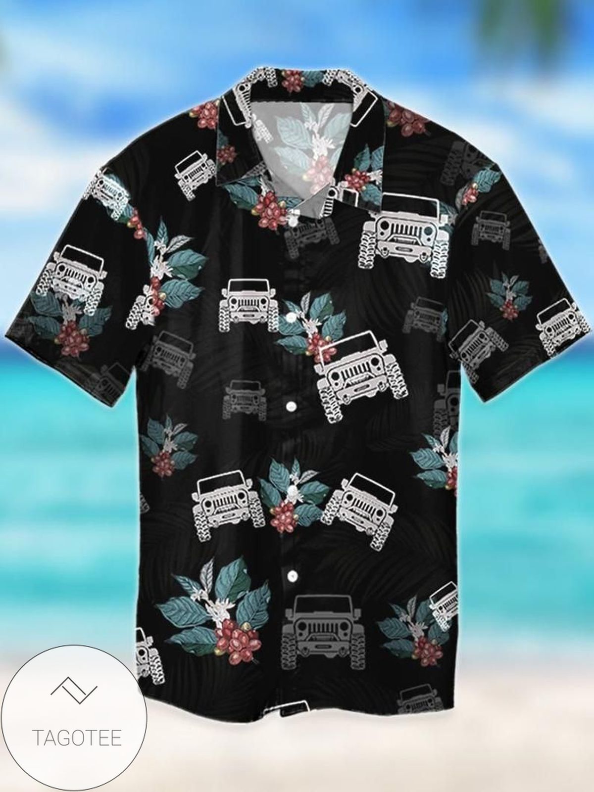 Love Jeep Car II Graphic Print Short Sleeve Hawaiian Casual Shirt