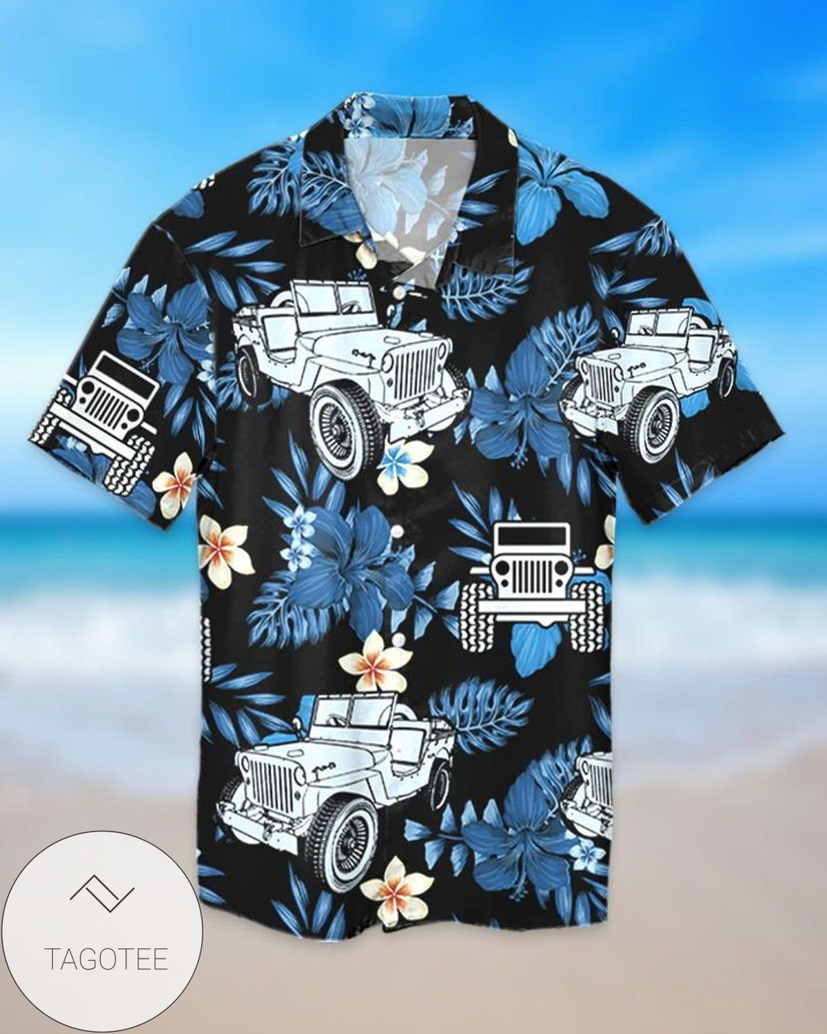 Love Jeep Car V Graphic Print Short Sleeve Hawaiian Casual Shirt