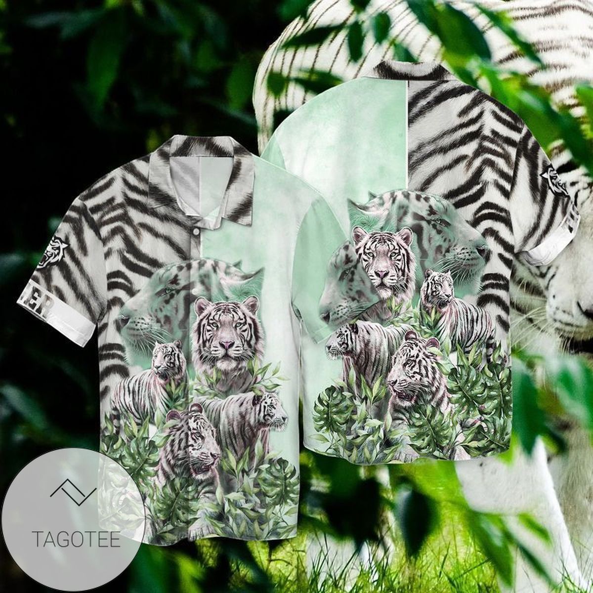 Love White Tiger For men And Women Graphic Print Short Sleeve Hawaiian Casual Shirt