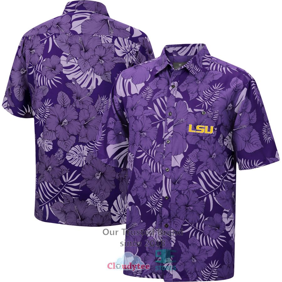 LSU Tigers Floral Purple Hawaiian Shirt