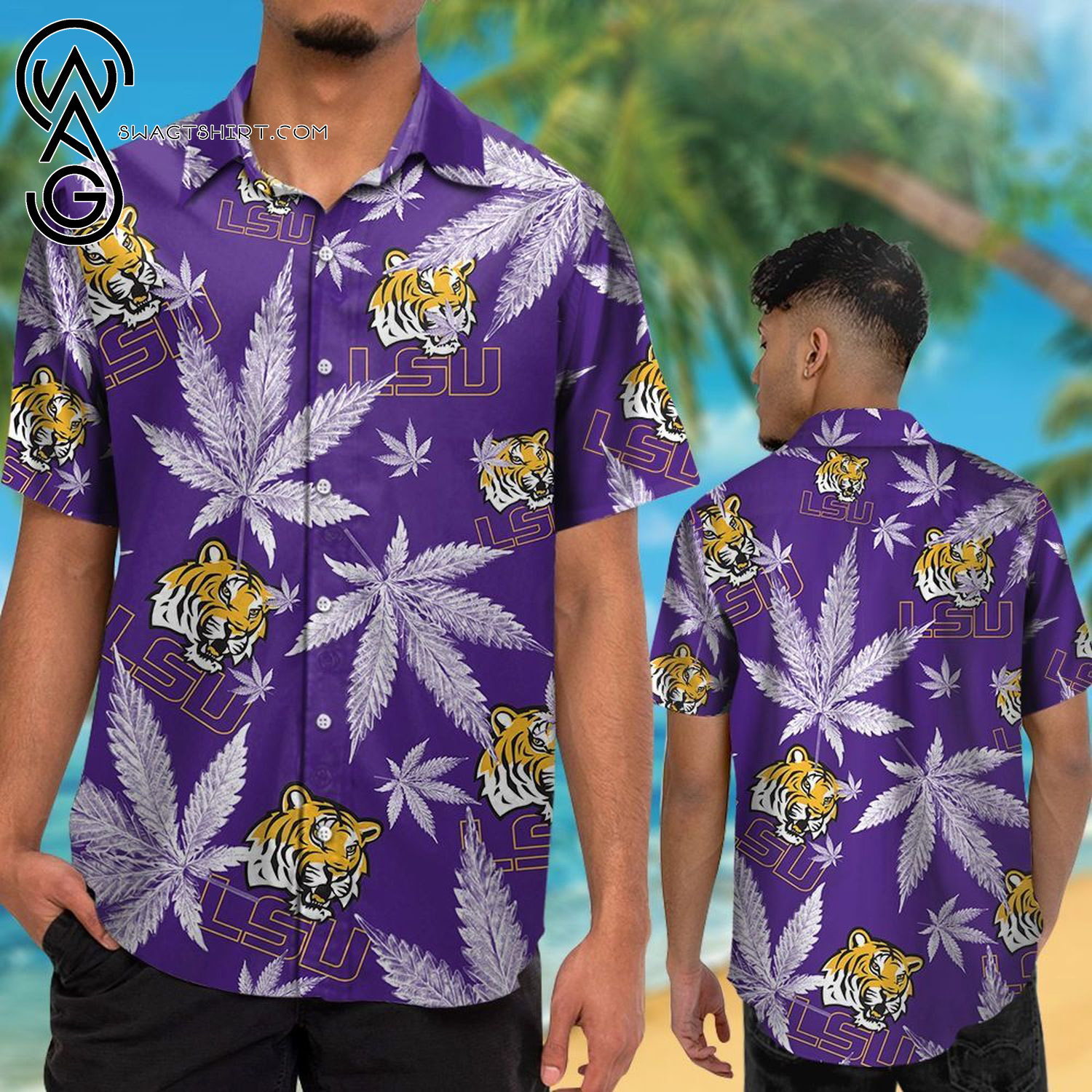 Lsu Tigers All Over Print Hawaiian Shirt And Beach Shorts