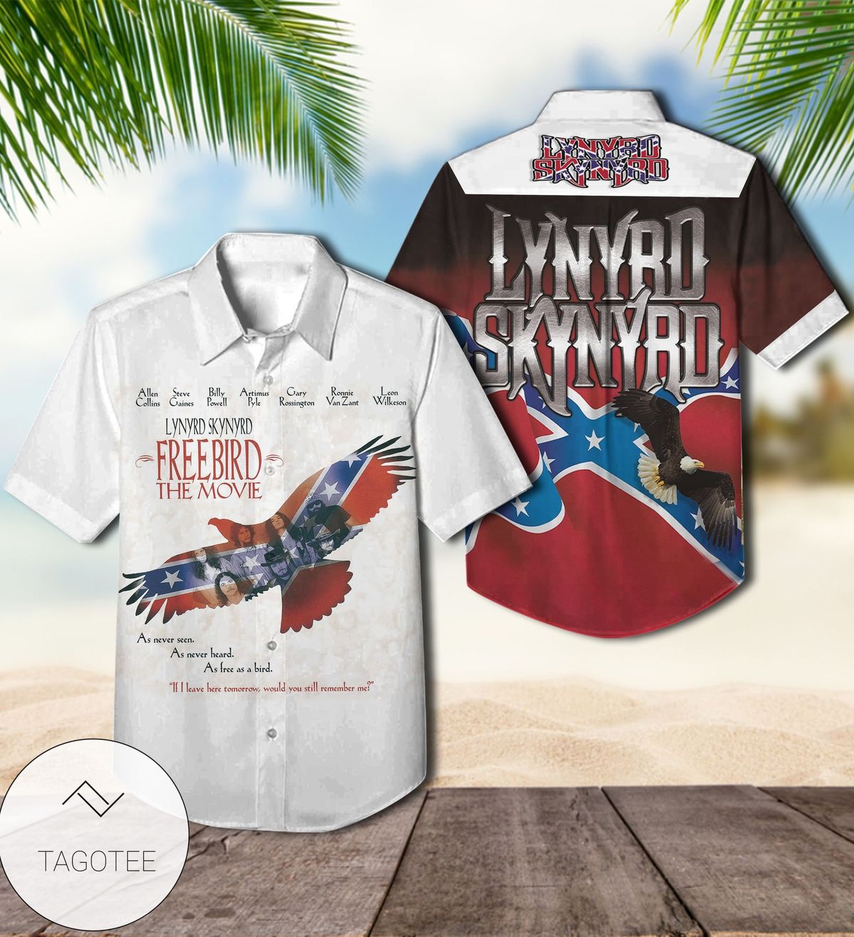 Lynyrd Skynyrd Hawaiian Graphic Print Short Sleeve Hawaiian Casual Shirt