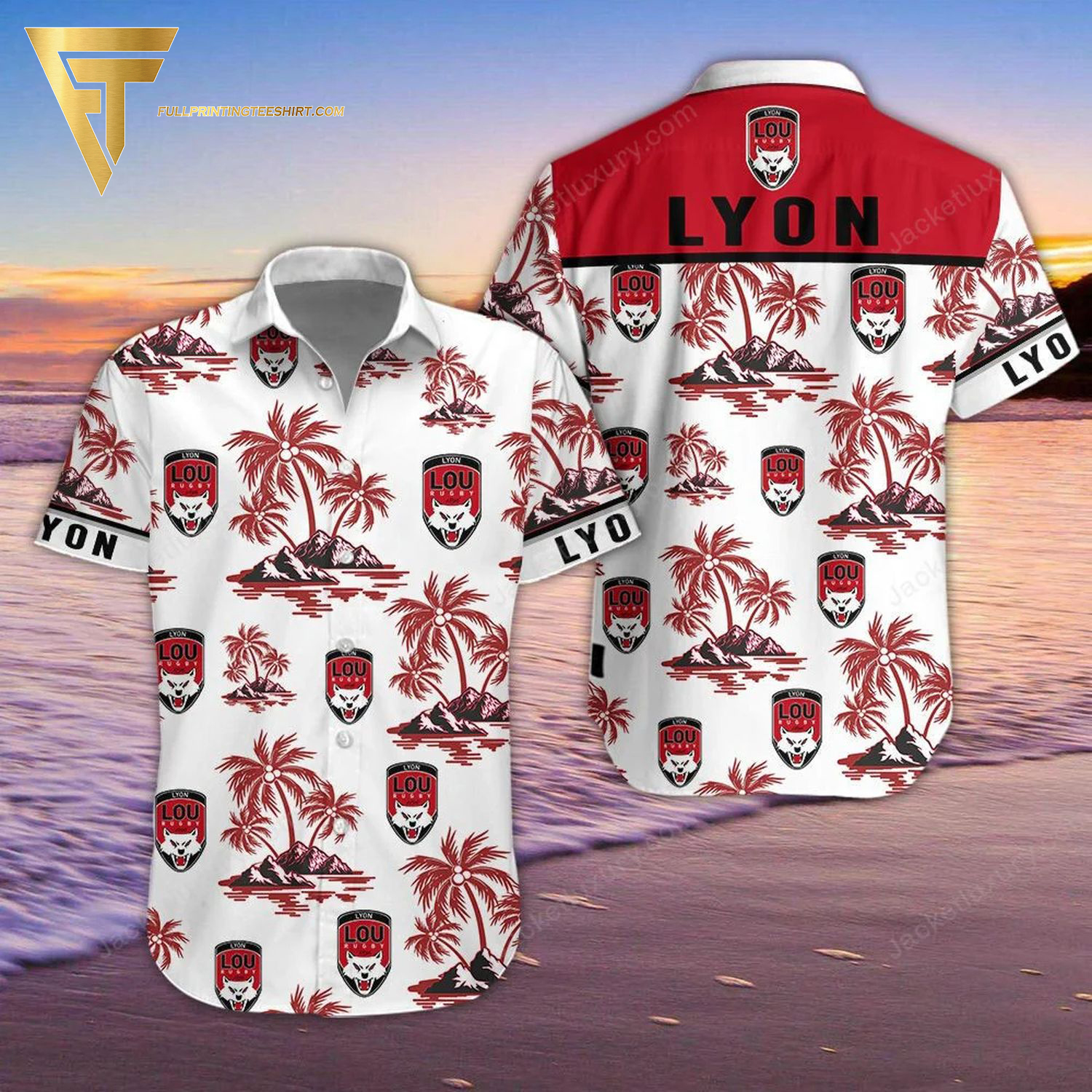 Lyon Olympique Universitaire All Over Print Hawaiian Shirt