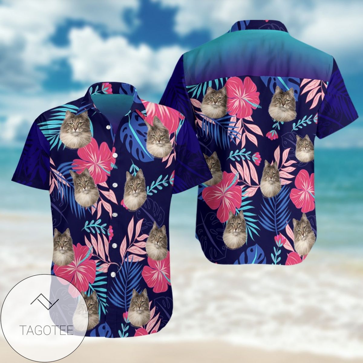 Maine Coon Cat All Over Print 3D Summer Short Sleeve Hawaiian Beach Shirt