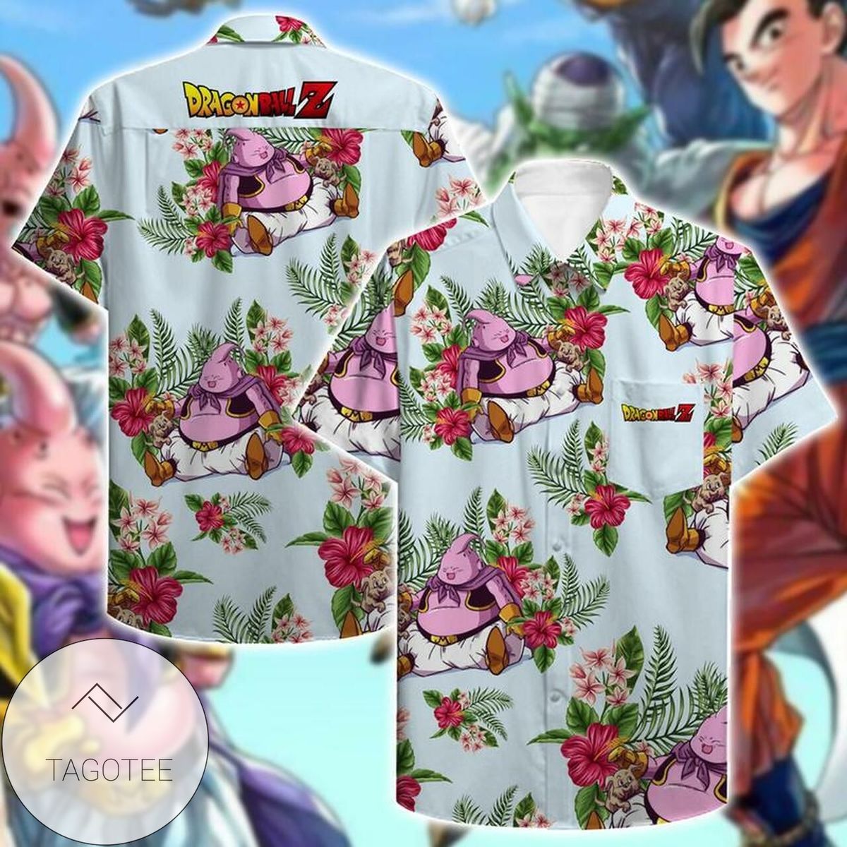 Majin Buu Dragon Ball Z ver2 Hawaiian Graphic Print Short Sleeve Hawaiian Casual Shirt