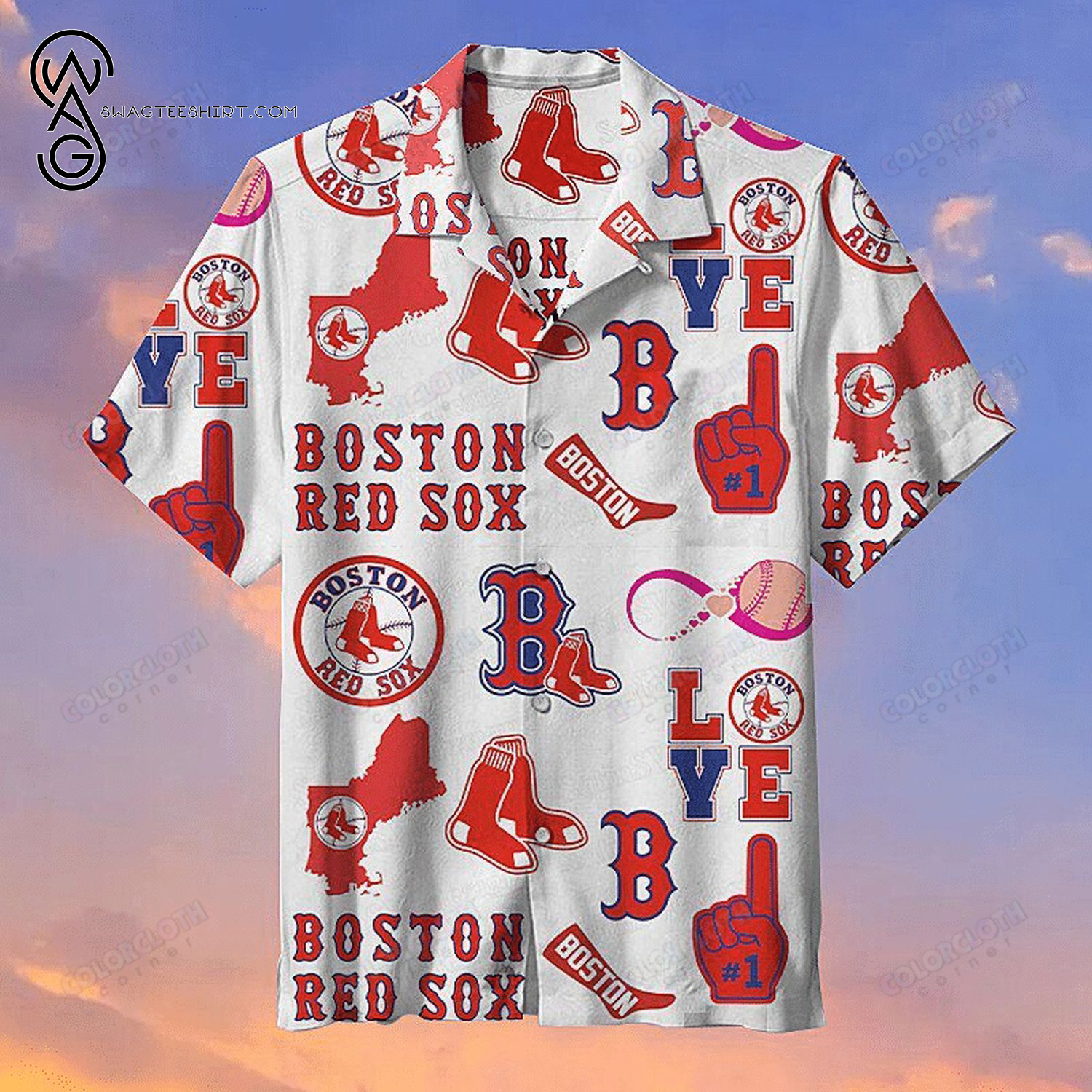 Major League Baseball Boston Red Sox Floral Hawaiian Shirt