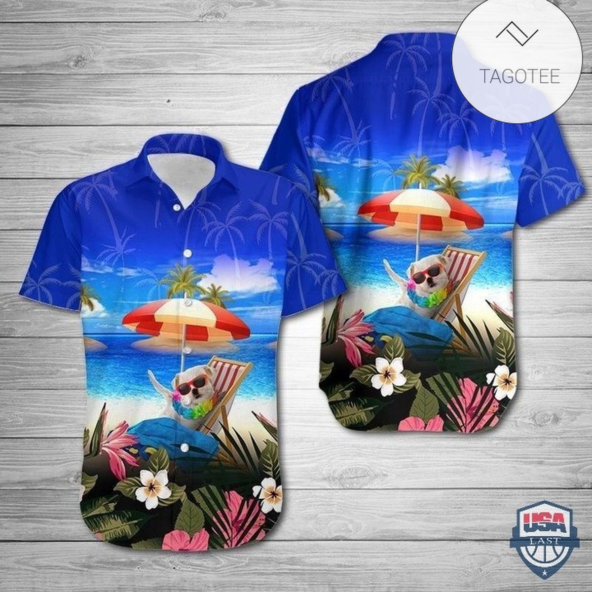 Maltese Dog All Over Print Summer Short Sleeve Hawaiian Beach Shirt