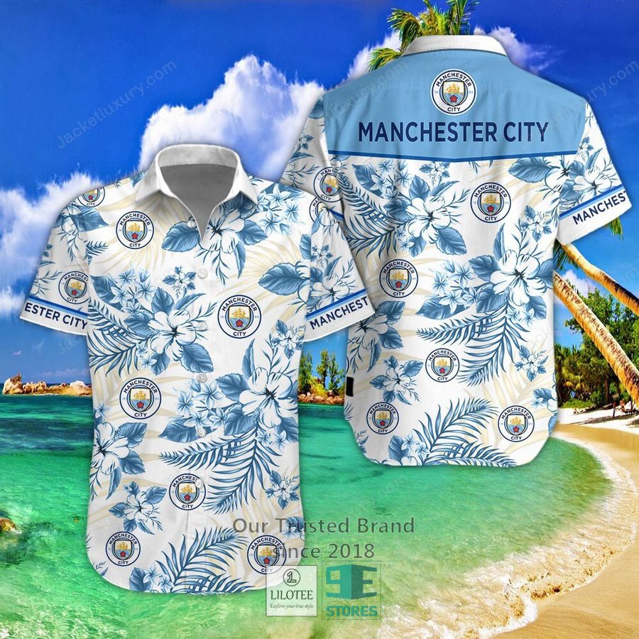 Manchester City F.C Hibiscus Hawaiian Shirt, Short