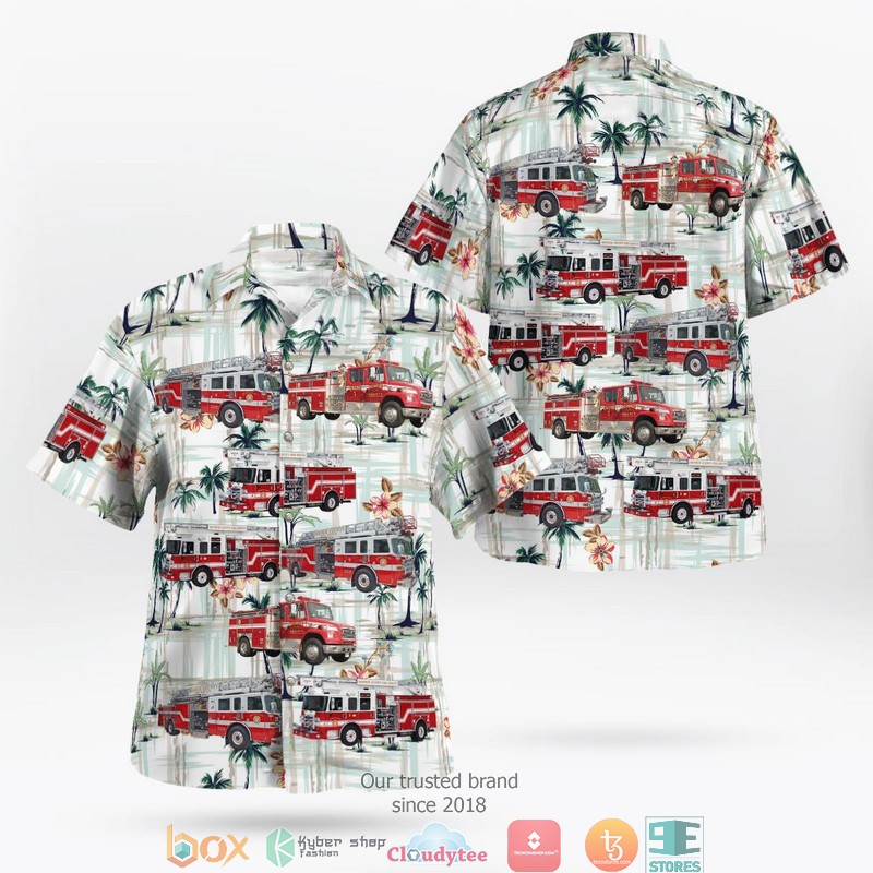 Maple Bluff Fire Rescue Department Wisconsin Fire Engine Hawaiian Shirt