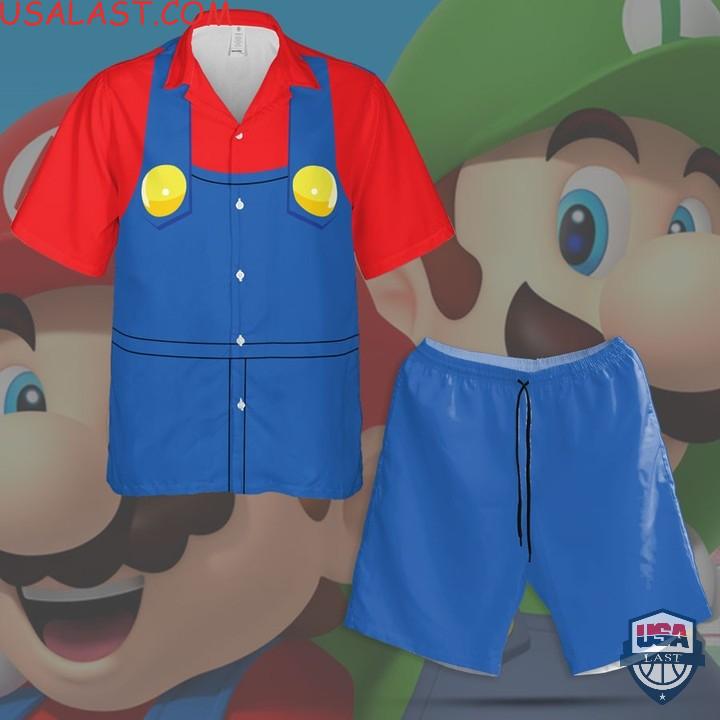 Mario Game Luigi Cosplay Hawaiian Shirts Beach Shorts