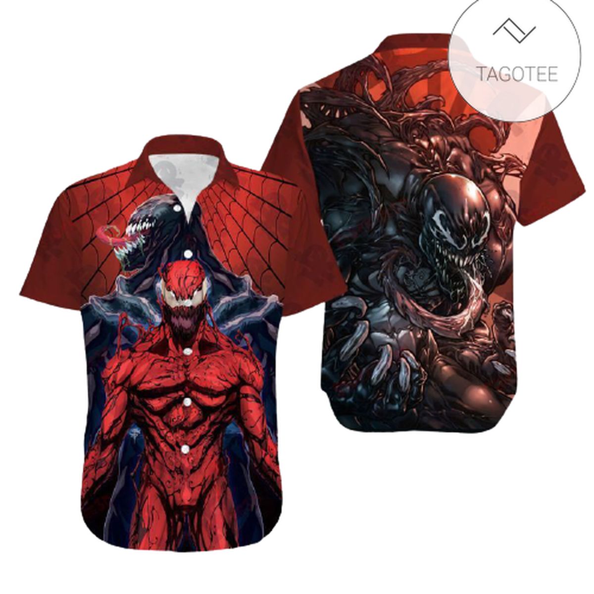 Marvel Venom Hawaiian Shirt Venom Versus Riot Fighting Black Hawaii Aloha Shirt