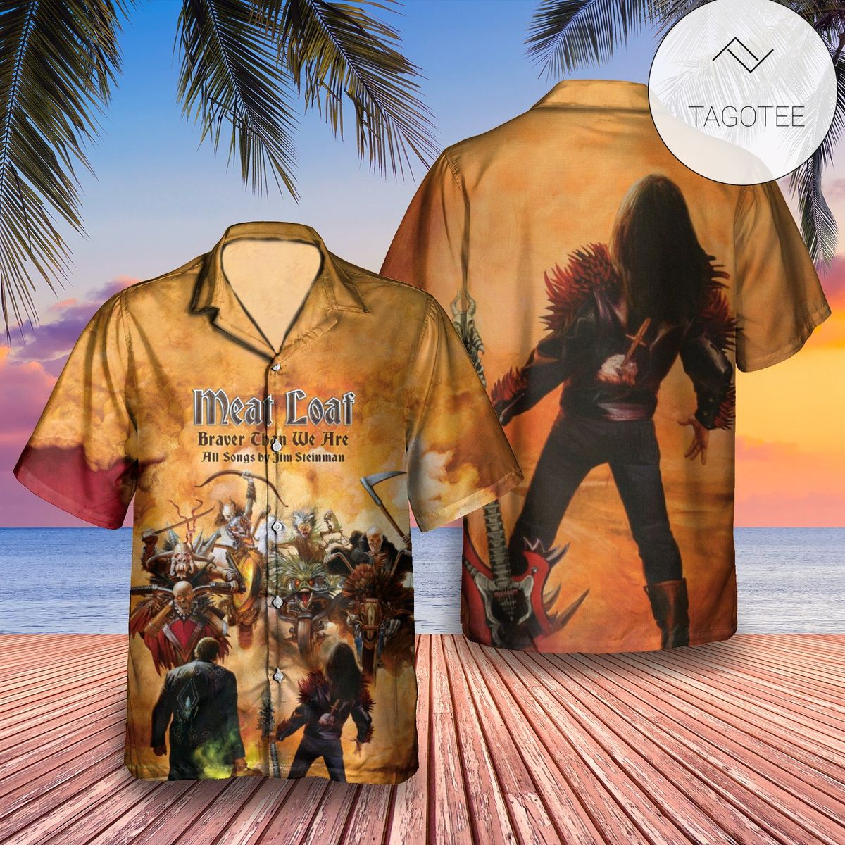 Meat Loaf Blind Before I Stop Album Cover Hawaiian Shirt