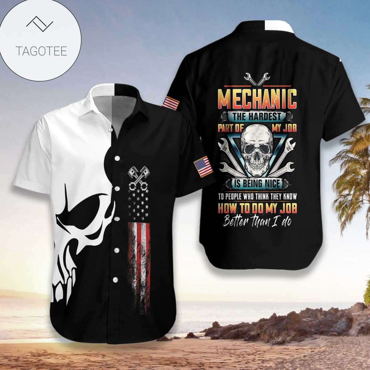 Mechanic Skull With Fire 2022 Authentic Hawaiian Shirts #dh