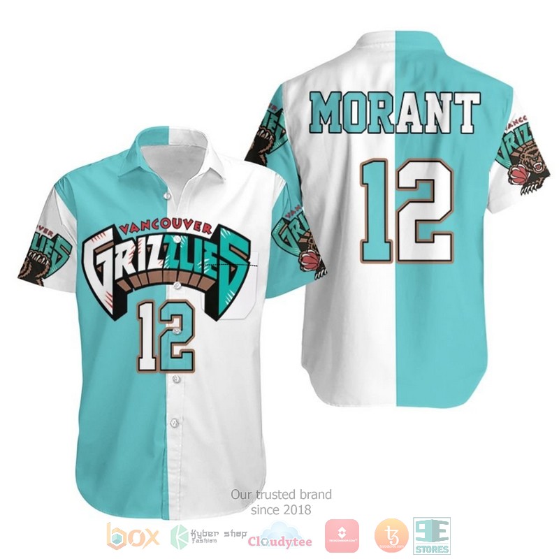 Memphis Grizzlies Ja Morant 12 White Teal Hawaiian Shirt