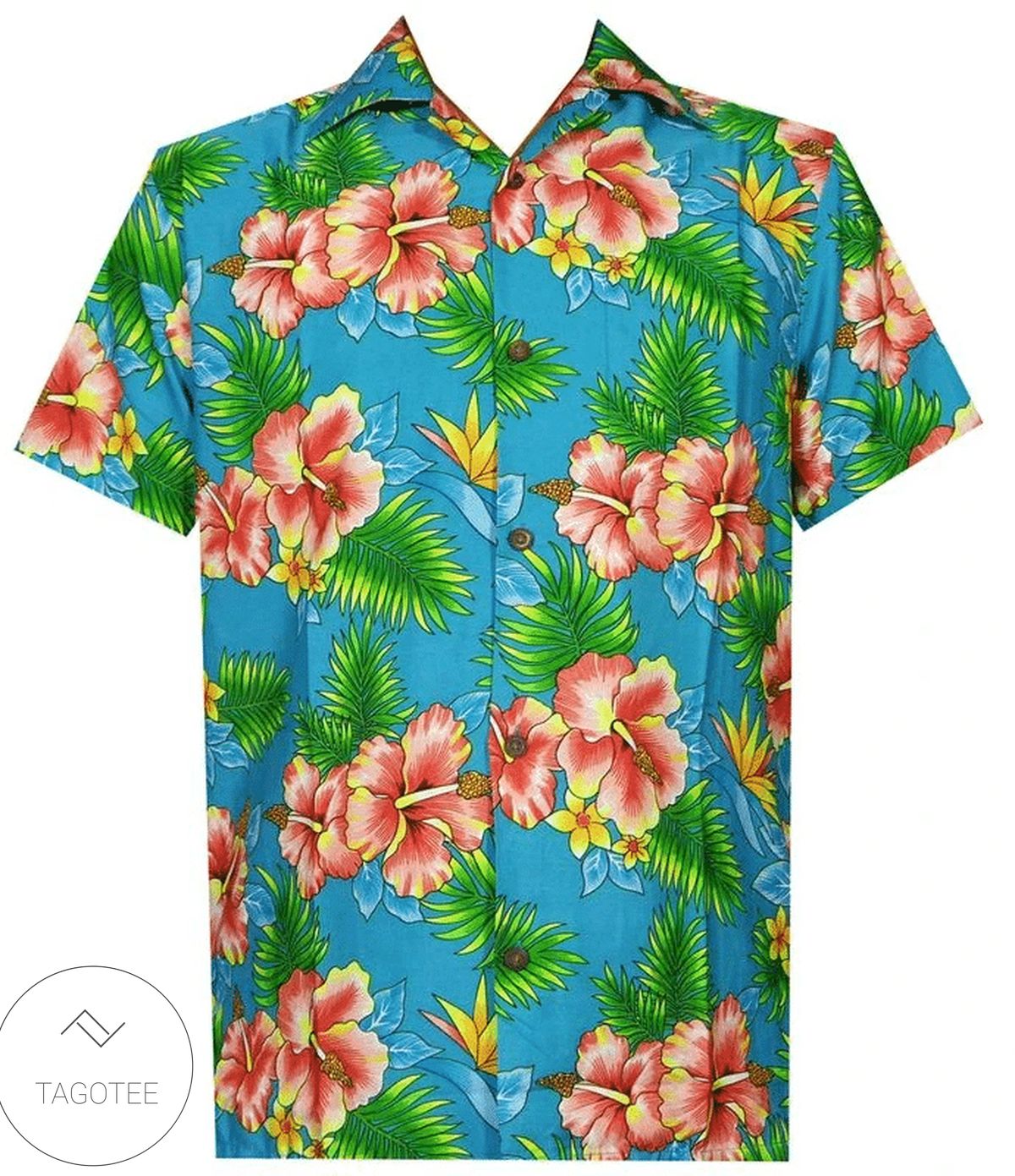 Men’S Navy Blue Hawaiian Shirts With Hibiscus Flowers