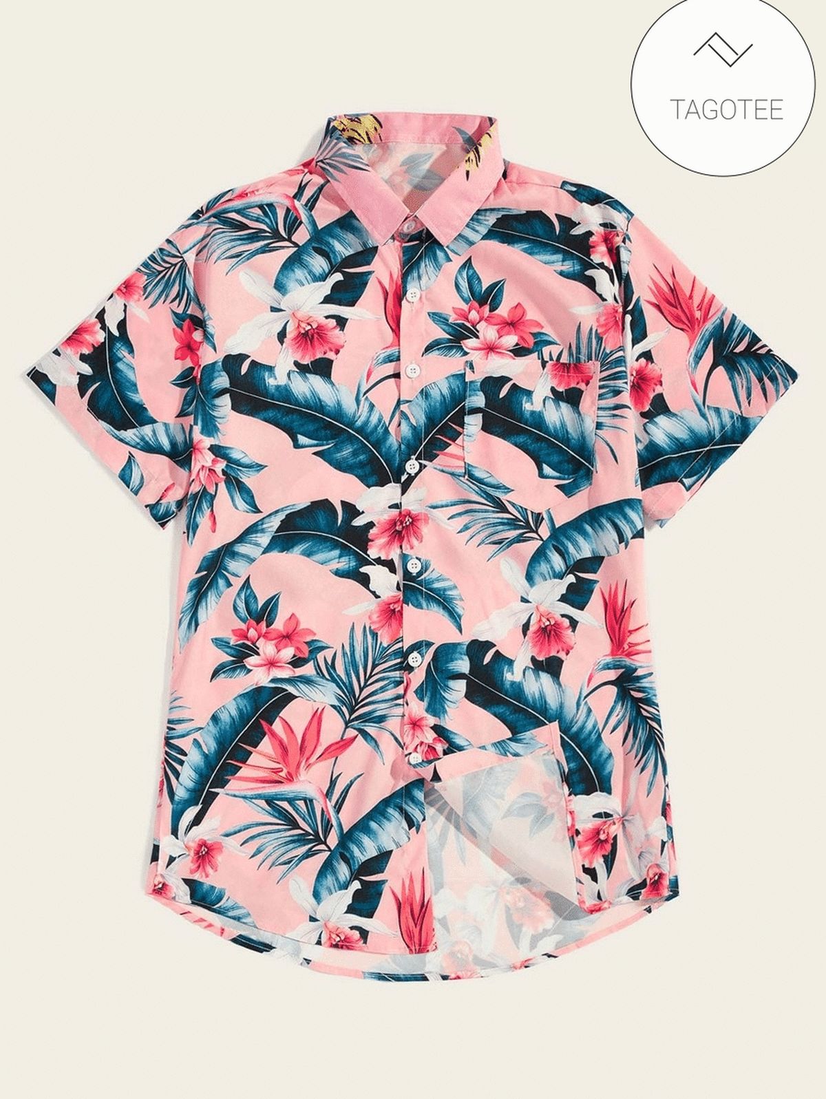 Men’S Hawaiian Flowers Shirt Tahitian Magic Red