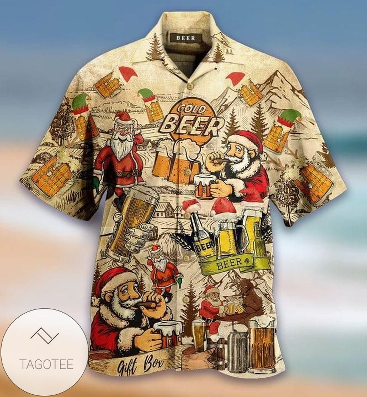 Merry Christmas 1 Print Short Sleeve Hawaiian Casual Shirt