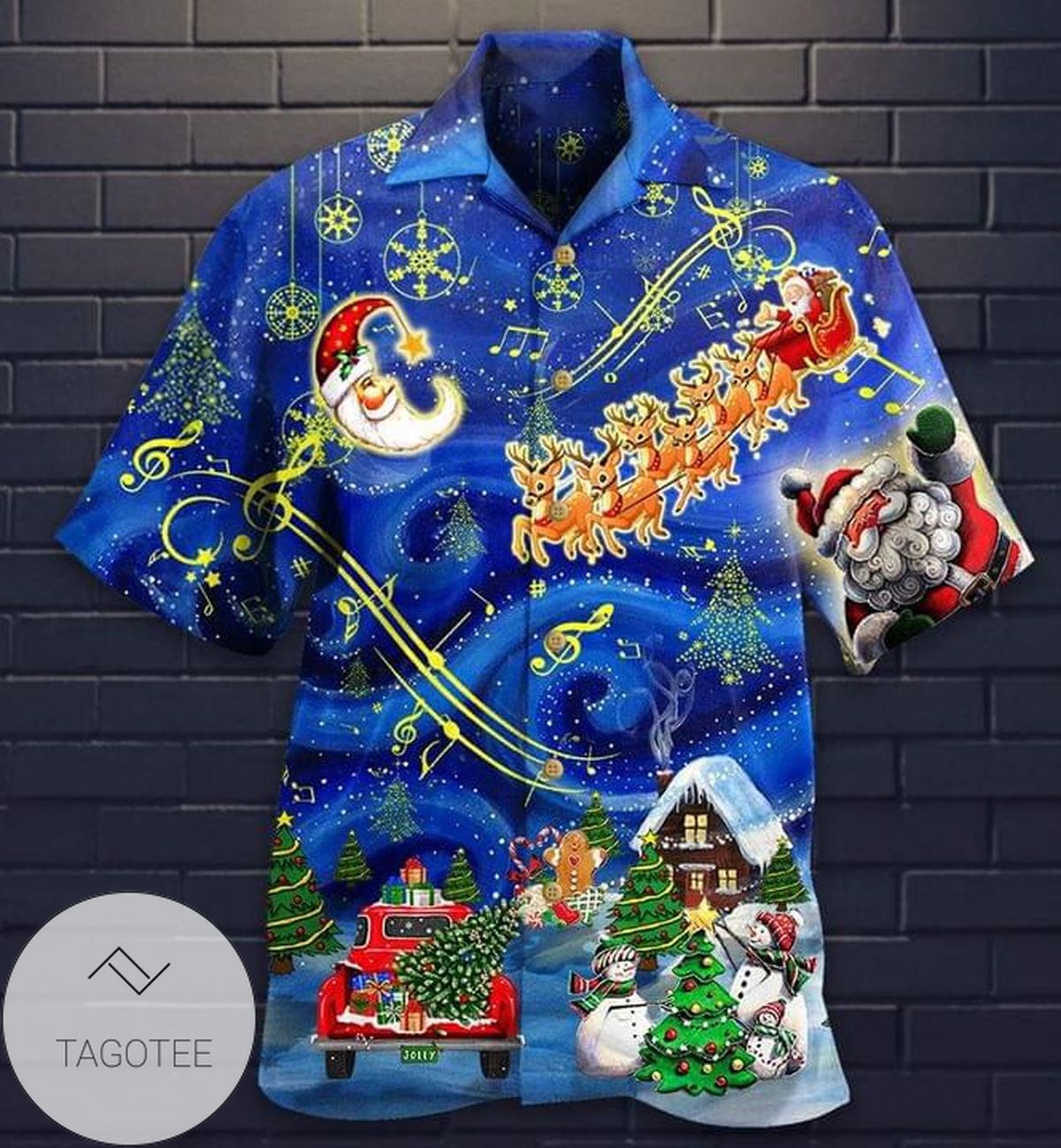 Merry Christmas Santa Claus Blue Hawaiian Shirt