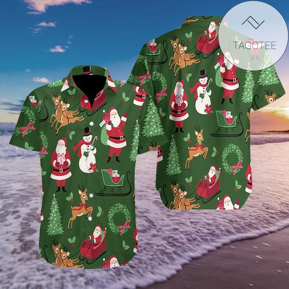 Merry Christmas So Cute Santa Pattern Hawaiian Aloha Shirts 1310l