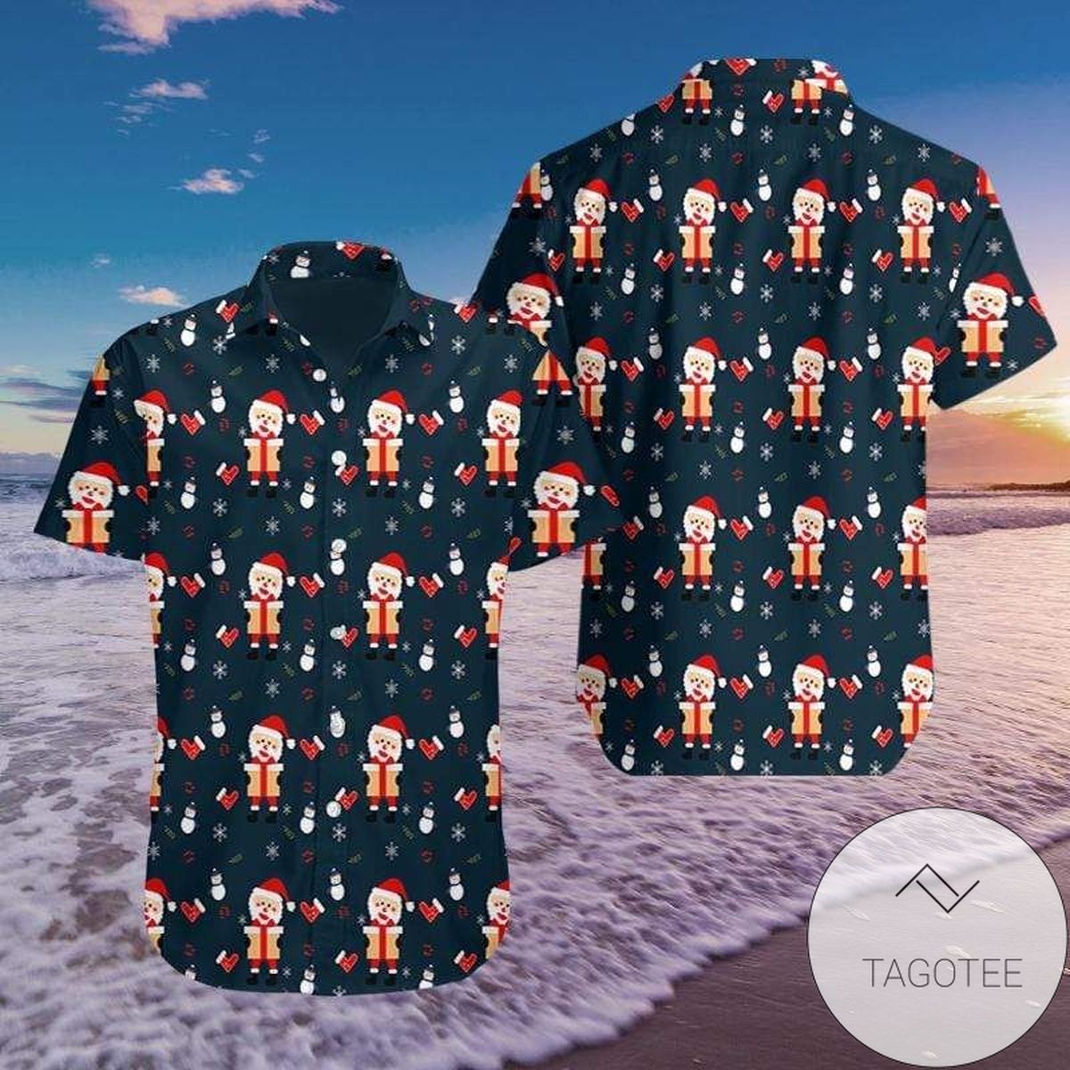 Merry Christmas Santa Snowman Reindeer Pattern 2022 Authentic Hawaiian Shirts 1310l