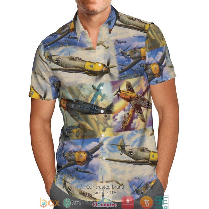 Messerschmitt Bf 109 German World War 2 Sky Hawaiian Shirt