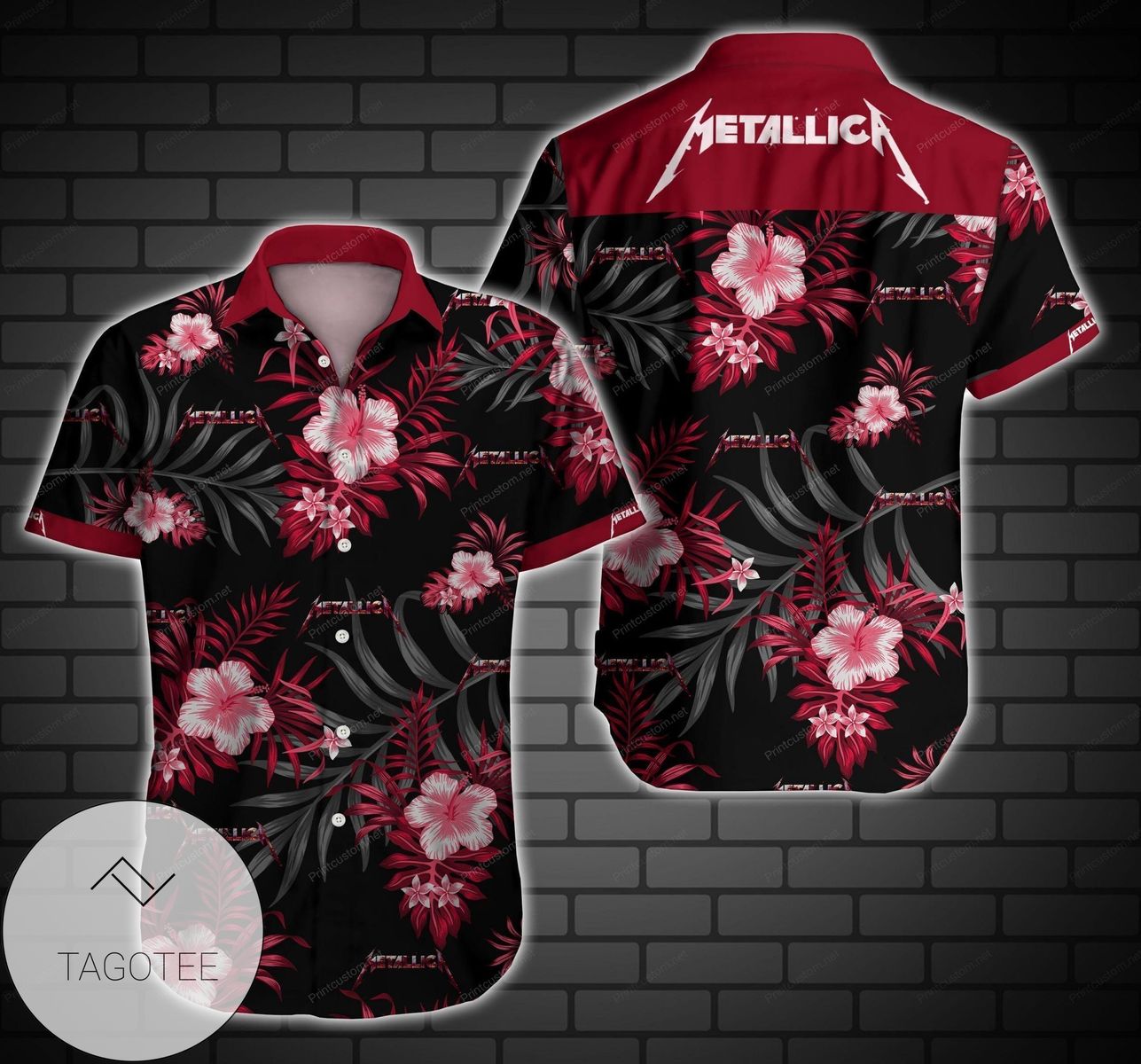 Metallica Hawaiian Graphic Print Short Sleeve Hawaiian Casual Shirt