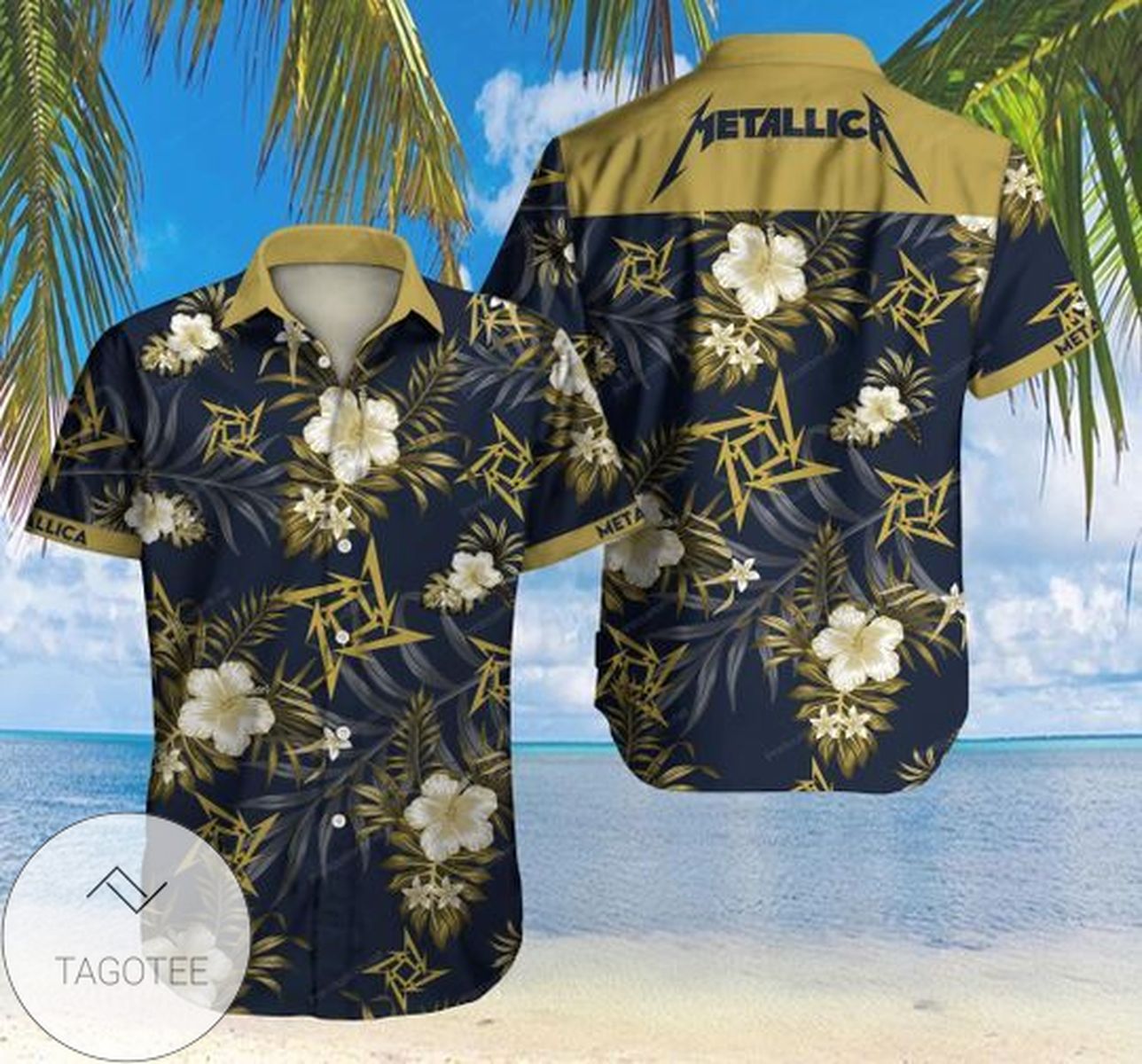 Metallica Band Hawaiian II Graphic Print Short Sleeve Hawaiian Casual Shirt