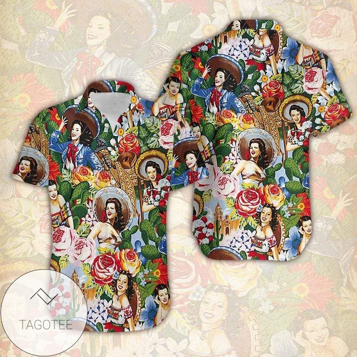 Mexican Sugar Skull Tropical Polyester Hawaiian Shirt