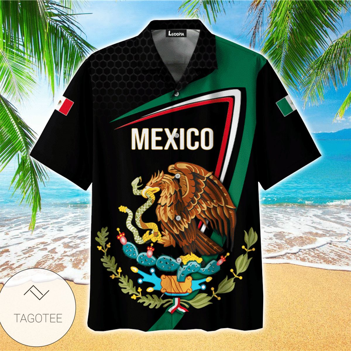 Mexico Coat Of Arms – Aztec Pattern Hawaiian Shirt