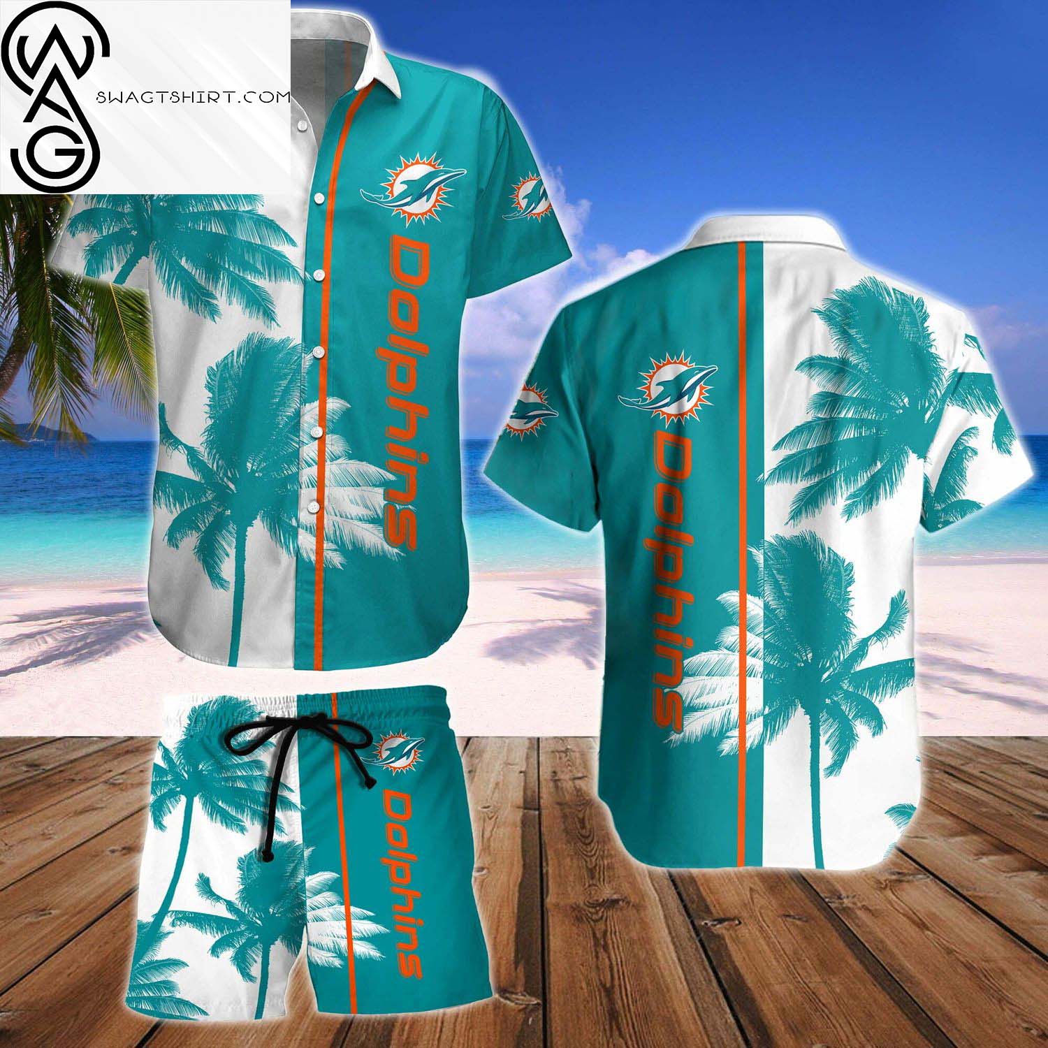 Miami Dolphins All Over Print Hawaiian Shirt And Beach Shorts