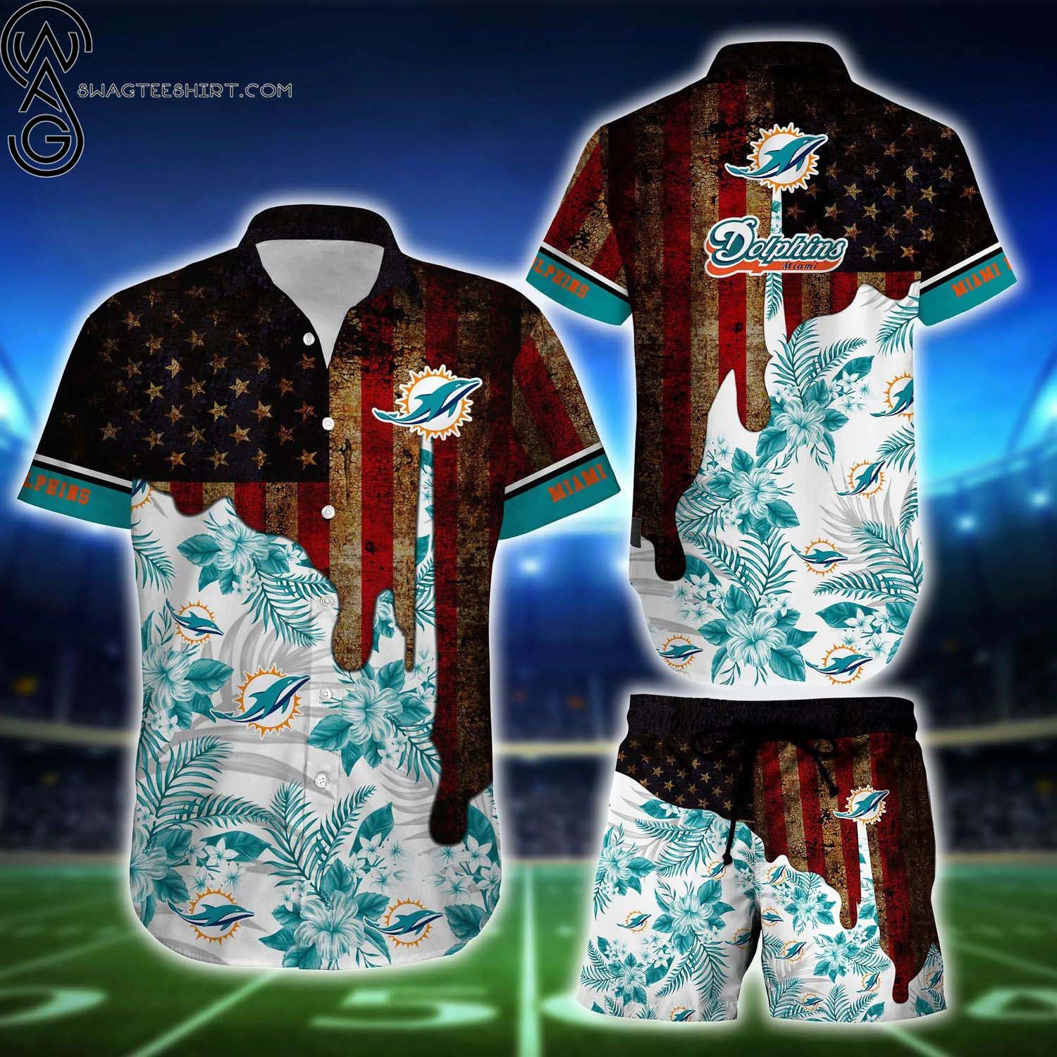 Miami Dolphins And Flower Summer Aloha Hawaiian Shirt