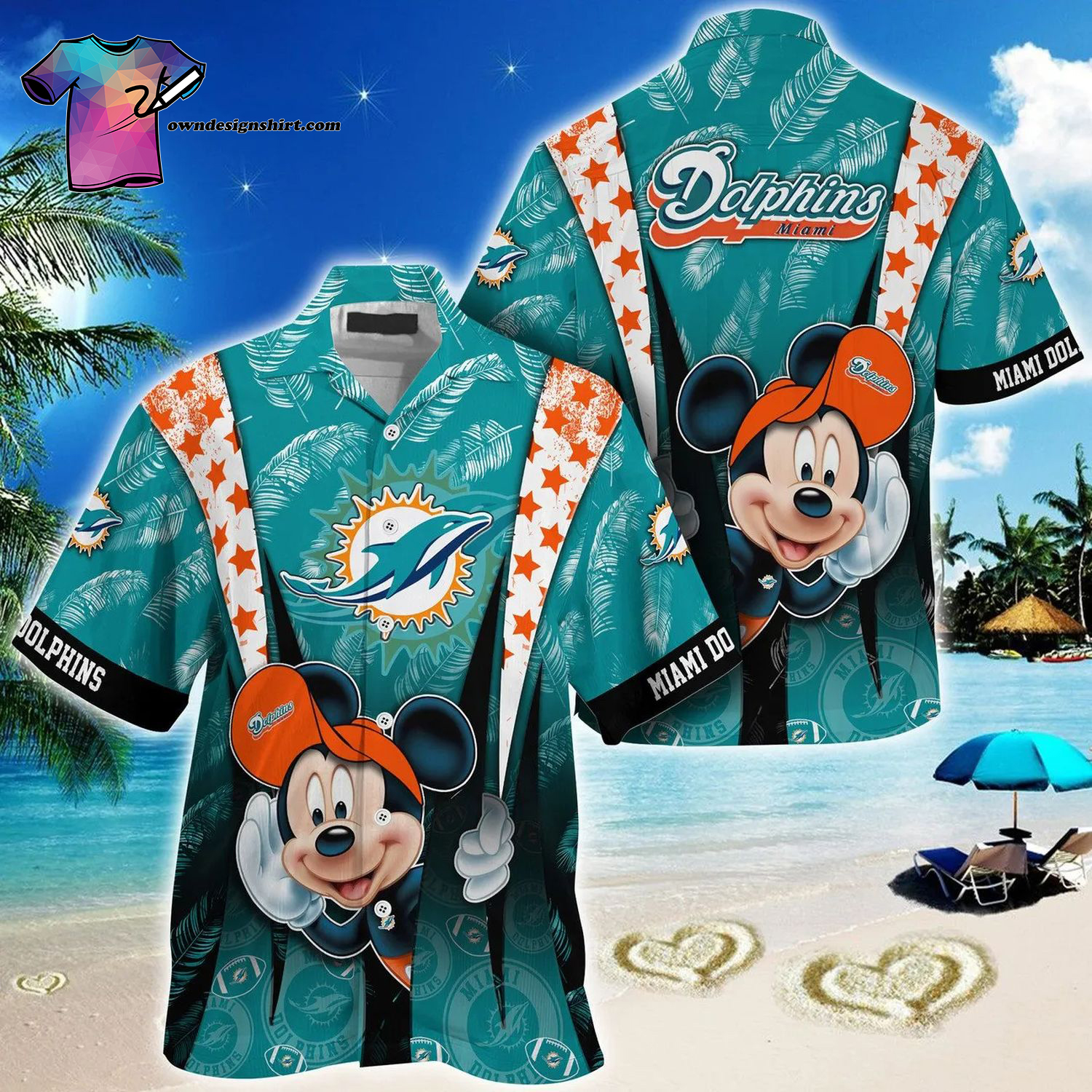 Miami Dolphins And Mickey Mouse Summer Vacation Hawaiian Shirt