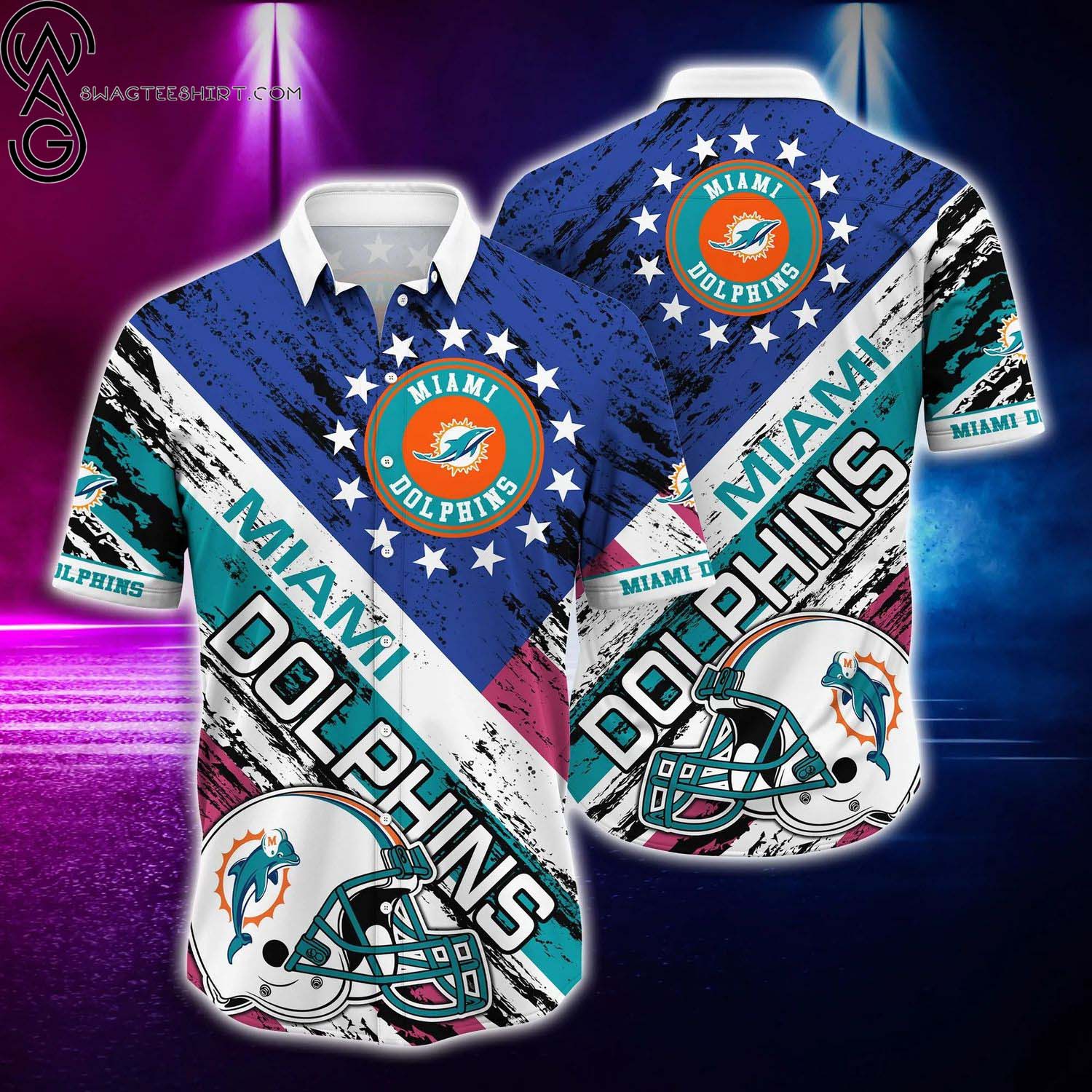 Miami Dolphins And Rugby Helmet Summer Aloha Hawaiian Shirt