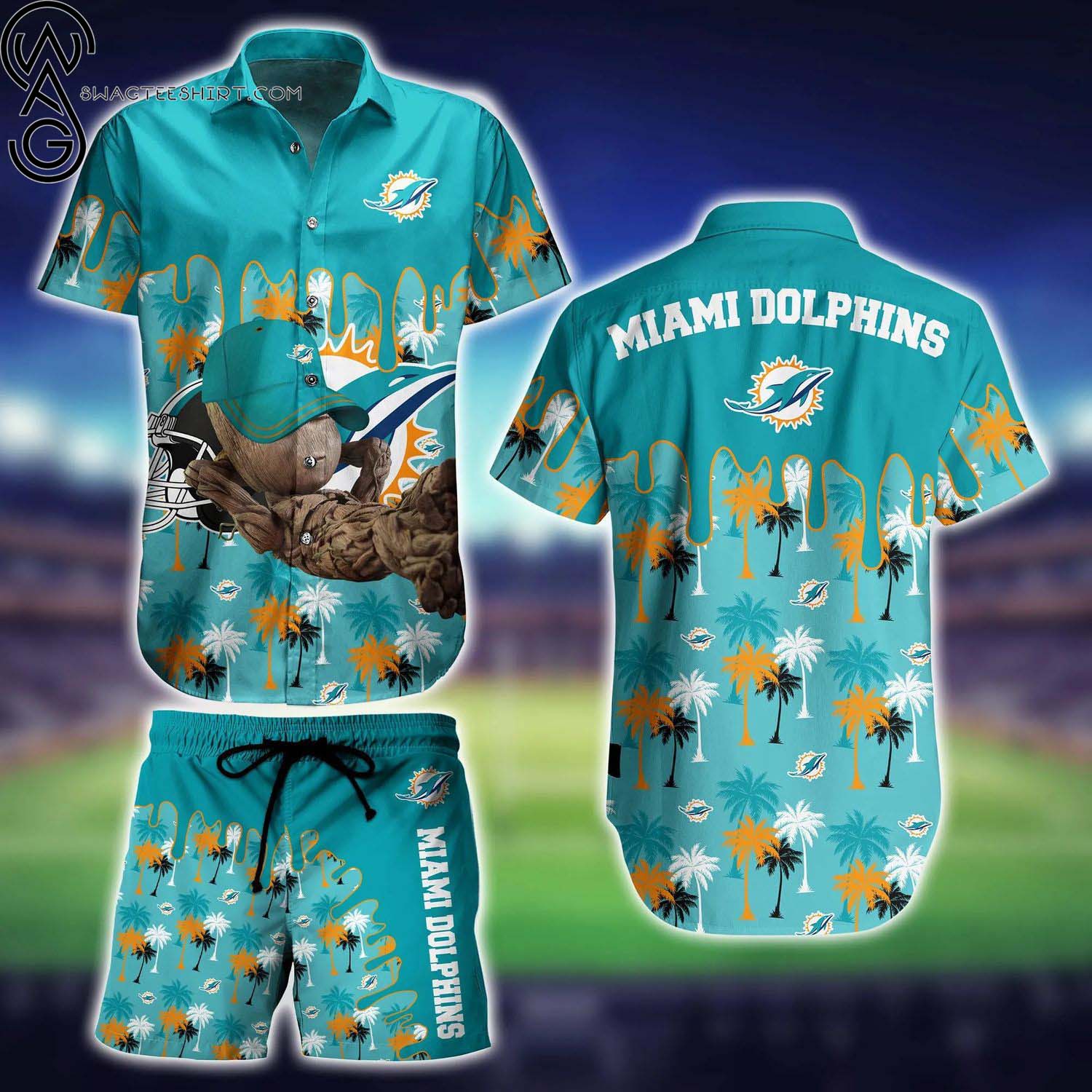 Miami Dolphins Baby Yoda Summer Aloha Hawaiian Shirt