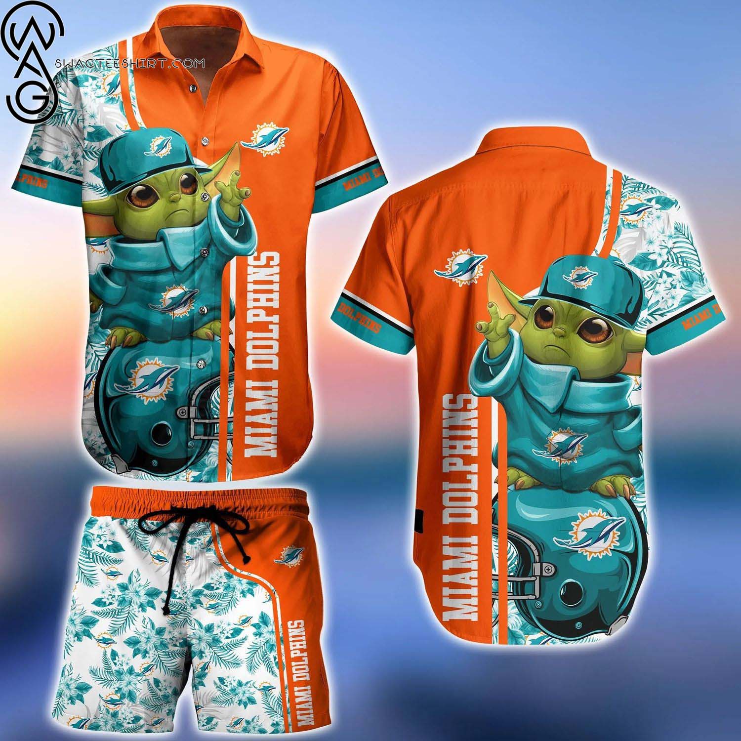 Miami Dolphins Baby Groot Summer Aloha Hawaiian Shirt