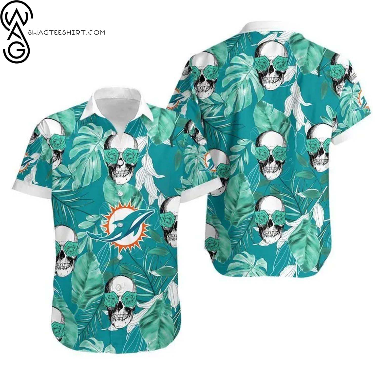 Miami Dolphins Coconut Trees Summer Aloha Hawaiian Shirt